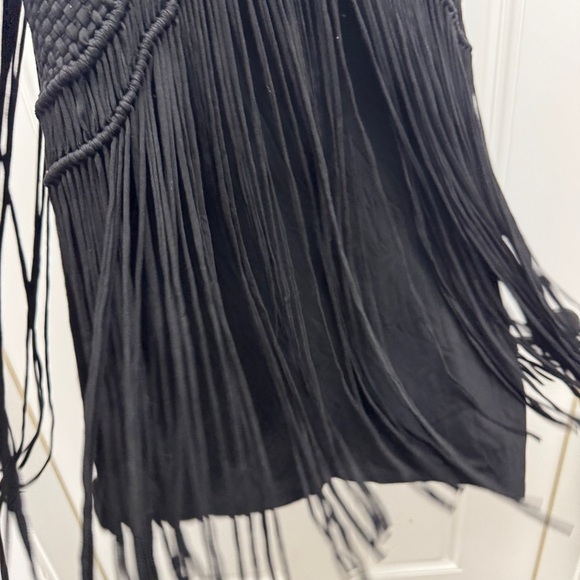 Black Boho Macramé Fringe Dress - Picture 10 of 12